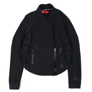 NIKE Aeroloft Tech Fleece 800 Goose Down Puffer Moto Jacket Womens Small Black